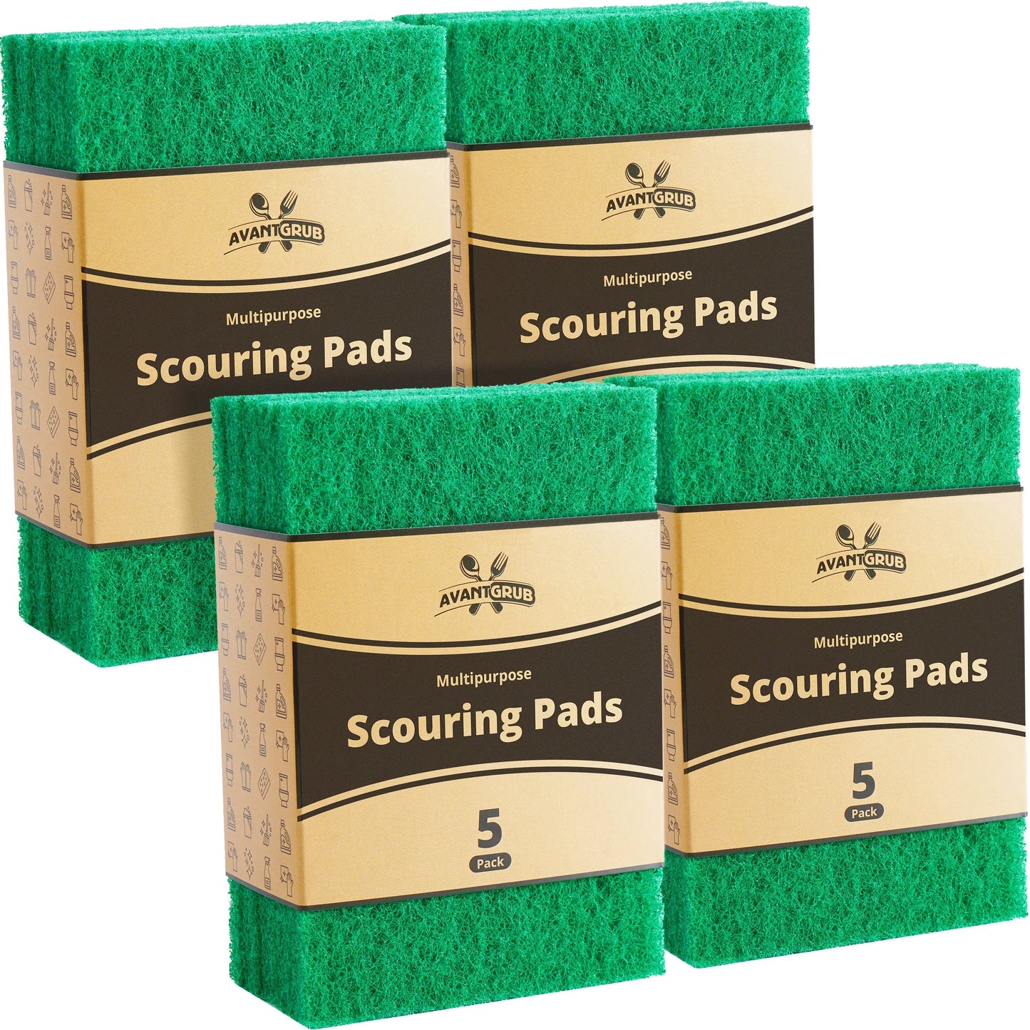 Avant Grub Green Recycled Scour Pads, Eco-Friendly Kitchen Cleaning