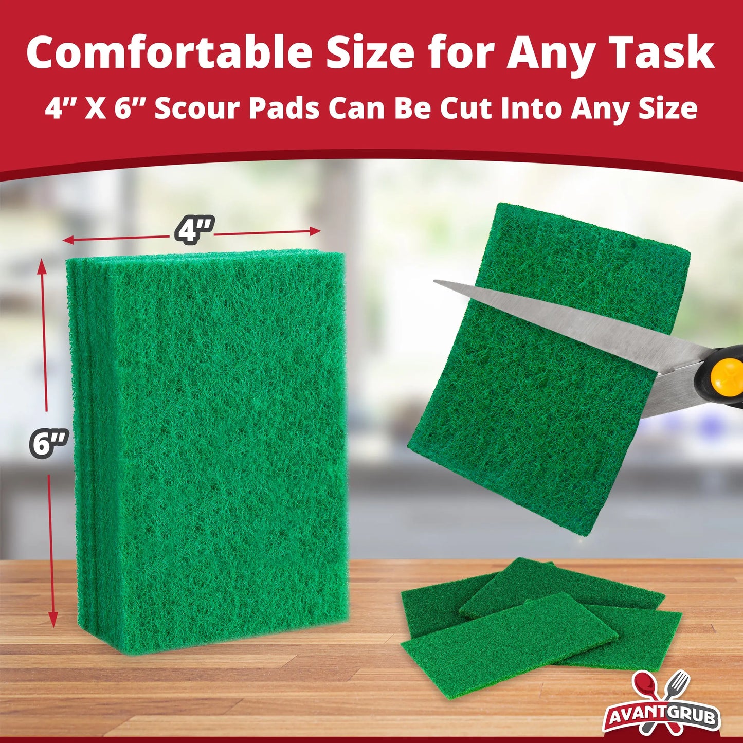 Avant Grub Green Recycled Scour Pads, Eco-Friendly Kitchen Cleaning