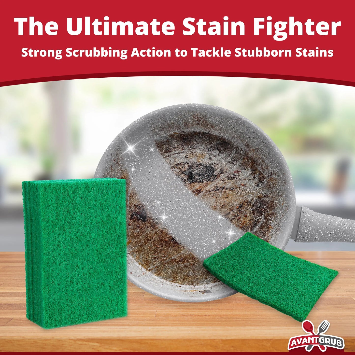 Avant Grub Green Recycled Scour Pads, Eco-Friendly Kitchen Cleaning