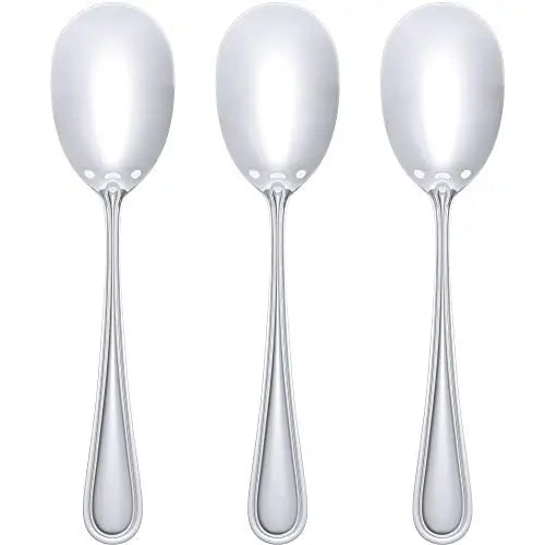 Silver Stainless Steel Solid Serving Spoon - 9-Inches - 3 Pack Avant Grub