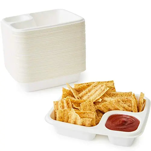 Beige Sugarcane Nacho Tray - 6.5 In X 7.5 In - 50 Pack Avant Grub