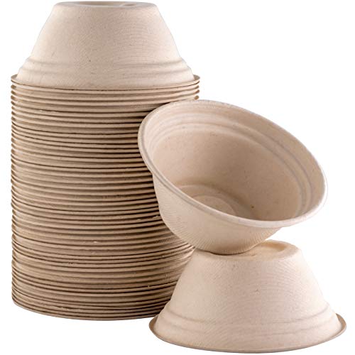 14 oz. Paper Plates Bowls 100-Pack Brown Compostable Disposable