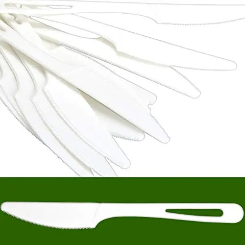 White Biodegradable Knives - 25 Pack
