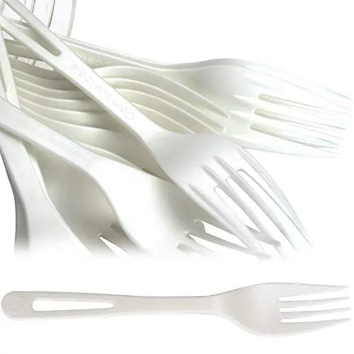 White Biodegradable Forks - 25 Pack-Avant Grub