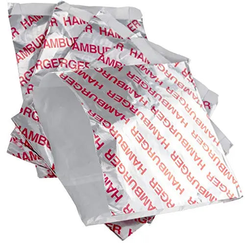 Foil Hamburger Foil Wrap - 6"x6.5"x1" - 10 Pack Avant Grub