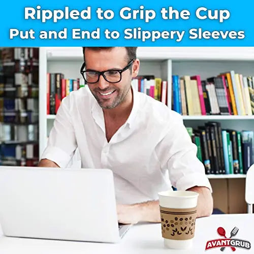 Brown Printed Coffee Cup Sleeves - Fits most cups - 50 Pack Avant Grub