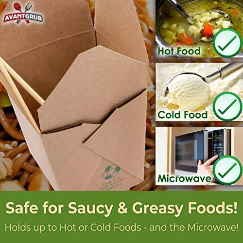 32oz Brown Chinese Takeout Boxes Avant Grub