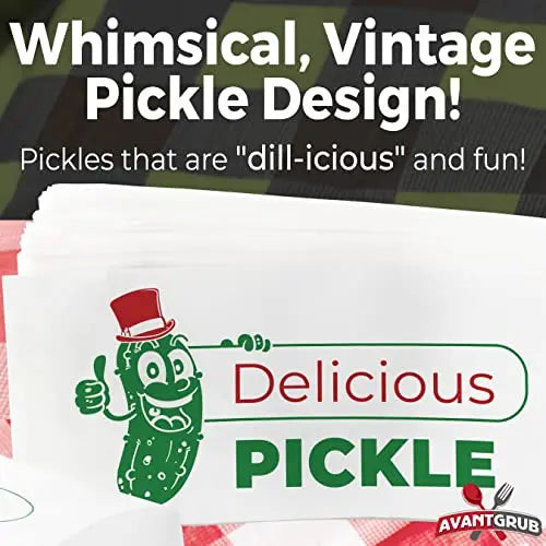 White W/ Red & Green Dill Pickle Bags - 6" - 50 Pack Avant Grub