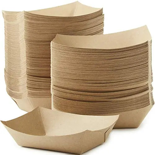 Natural Brown 3 Lb Kraft Paper Food Boats - Large - 50 Pack Avant Grub