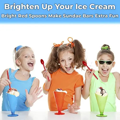 Red 8inch Plastic Sundae Spoon Avant Grub