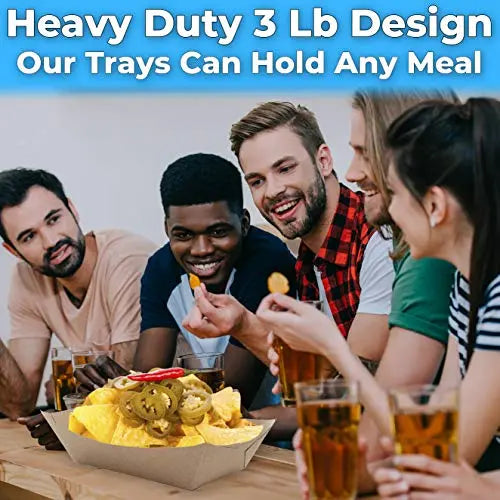 Natural Brown 3 Lb Kraft Paper Food Boats - Large - 50 Pack Avant Grub