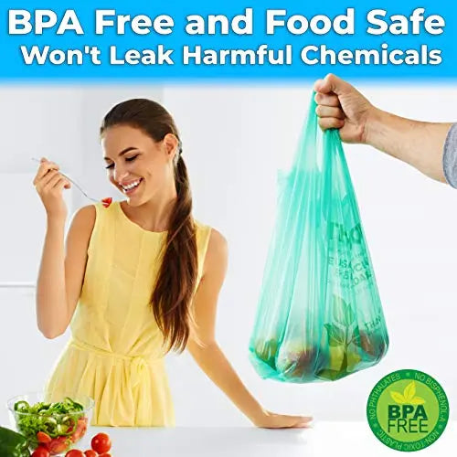 Green Eco-Friendly T-Shirt Bags - 22 Inch - 100 Pack Avant Grub