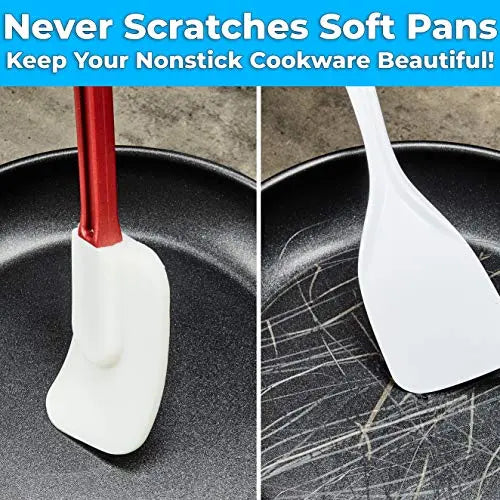 Red & White Flat Silicone Spatulas - 14" - 1 Pack Avant Grub