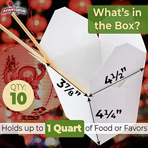 32oz White Chinese Takeout Boxes Avant Grub