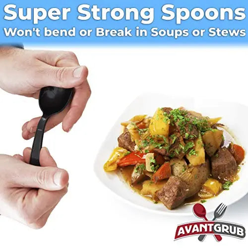 5-Inch Black Plastic Soup Spoon Avant Grub