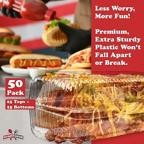 Clear Plastic Hot Dog Trays - 12 Oz - 25 Trays Avant Grub
