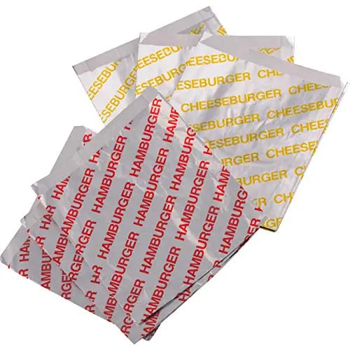 Foil 25 Hamburger / 25 Cheeseburger Wrapper - 6"x6.5"x1"/6"x6.5"x1" - 50 Wrappers Avant Grub