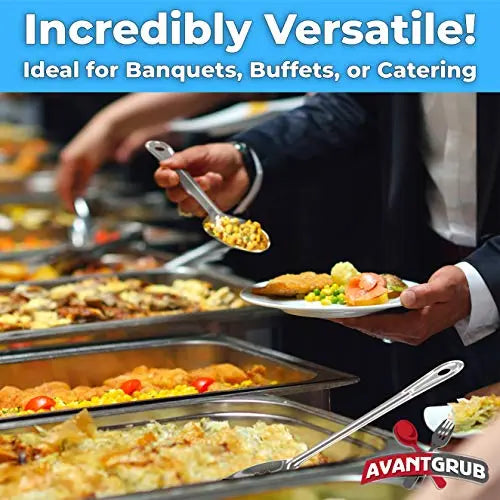 Medium Silver Solid, Slotted, Perforated Serving Spoons Avant Grub