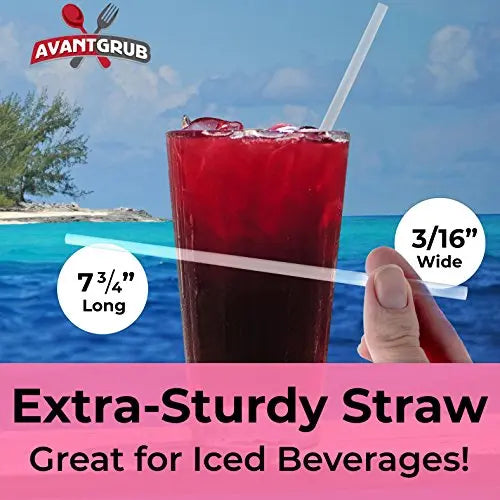 Clear/Opaque Cocktail Straws - 7.75" - 100 Pack Avant Grub