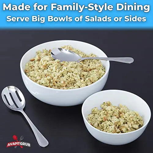 9-Inches Silver Stainless Steel Slotted Serving Spoon Avant Grub
