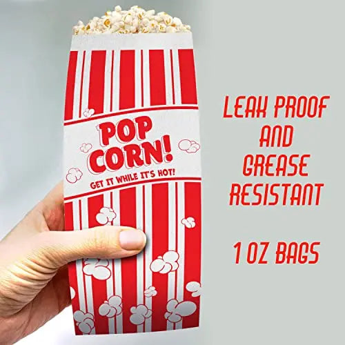 Red & White Popcorn Bag - 1oz - 25 Bags Avant Grub