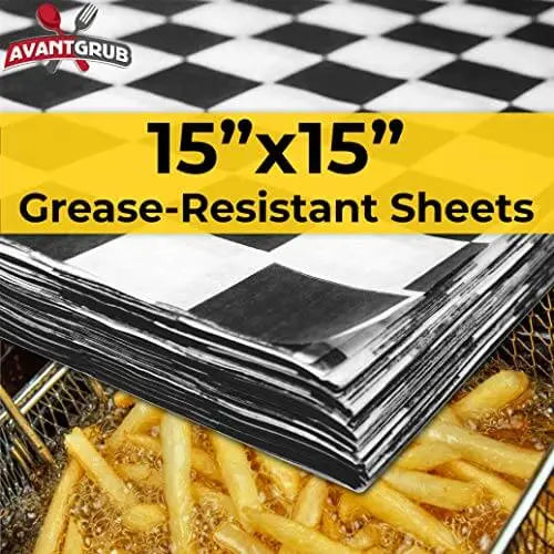 15"x15" Red & White Checkered Deli Wrap Paper-Avant Grub