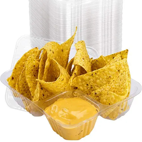 Clear Small Plastic Nacho Tray - 5" x 6" - 100 Pack Avant Grub