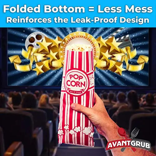 Red & White, Coated For Leak/Tear Resistance Popcorn Bags - 2oz - 25 Bags Avant Grub