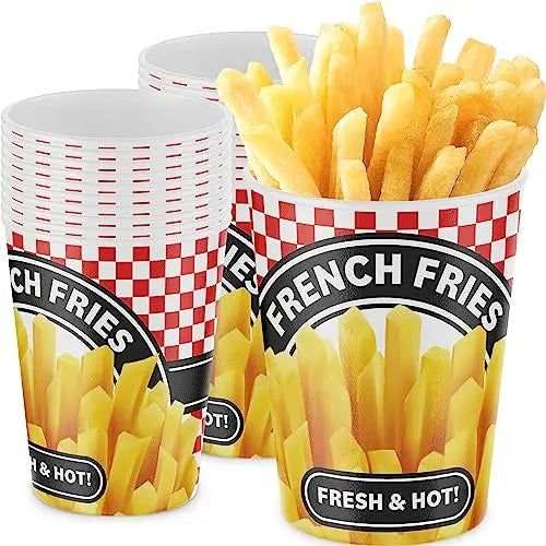 Red & White Checkerd French Fries Cups - 12oz - 50 Pack Avant Grub