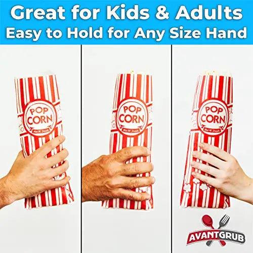 Red & White, Coated For Leak/Tear Resistance Popcorn Bags - 2oz - 25 Bags Avant Grub