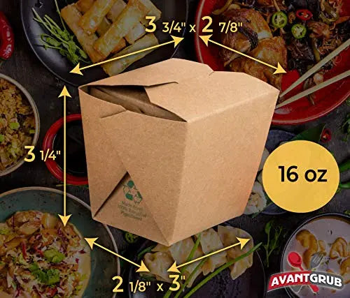 16oz Bamboo/White Pails Chopsticks & Chinese Take Out Containers Avant Grub