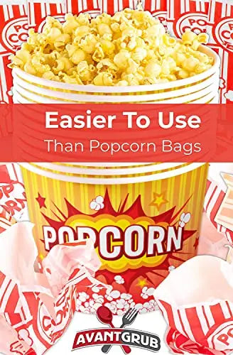 Yellow, White & Red Popcorn Buckets - 85oz - 25 Pack Avant Grub