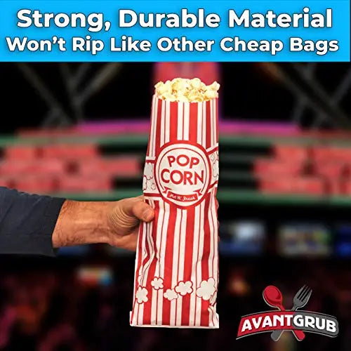 Red & White, Coated For Leak/Tear Resistance Popcorn Bags - 2oz - 25 Bags Avant Grub