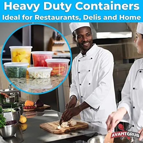 Clear Deli Containers With Lids - 8 Oz, 12 Oz, 16 Oz, 24 Oz, 32 Oz - 60 (12 Ea.) Pack Avant Grub