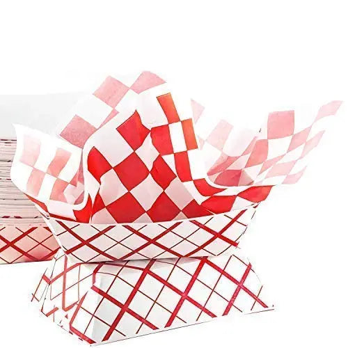 Red & White 3Lb Tray & 12" Liners - 3lb, 12" - 25 Of Each Pack Avant Grub