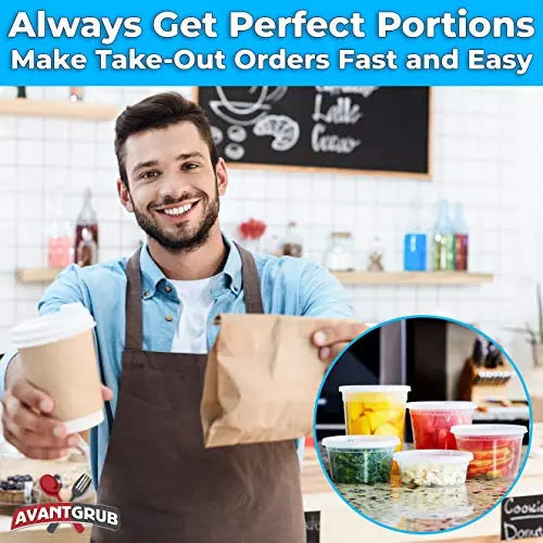 Clear Deli Containers With Lids - 8 Oz, 12 Oz, 16 Oz, 24 Oz, 32 Oz - 60 (12 Ea.) Pack Avant Grub