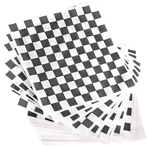 300-Pack Checkered Deli Paper Sheets – Grease-Resistant, 12x12" Microwave-Safe Food Wrap in 4 Colors (Red, Blue, Black, Green)-Avant Grub