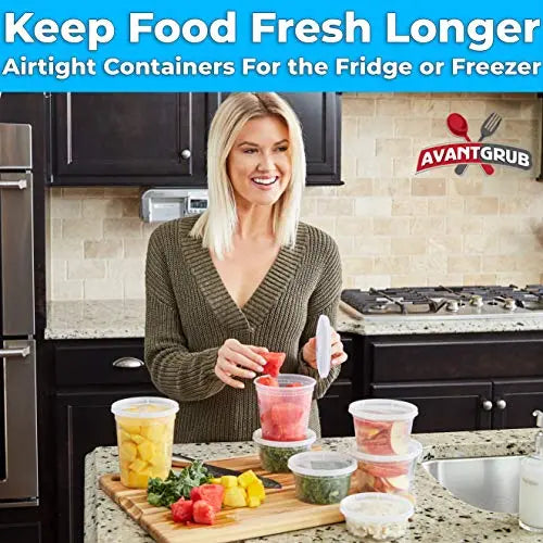 Clear Deli Containers With Lids - 8 Oz, 12 Oz, 16 Oz, 24 Oz, 32 Oz - 60 (12 Ea.) Pack Avant Grub