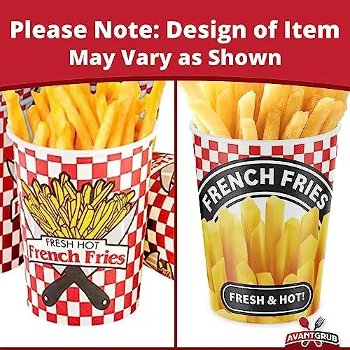 Red & White Checkerd French Fries Cups - 12oz - 50 Pack Avant Grub