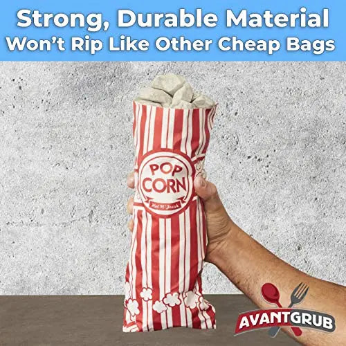 Red & White, Coated For Leak/Tear Resistance Popcorn Bags - 2oz - 25 Bags Avant Grub