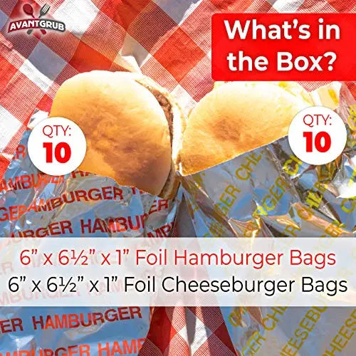 200 Total wrappers Foil Cheeseburger & Hamburger Wrappers - 200 Wrappers Avant Grub