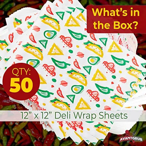 Mexican Print Deli Wrap Paper - 12" - 50 Pack Avant Grub