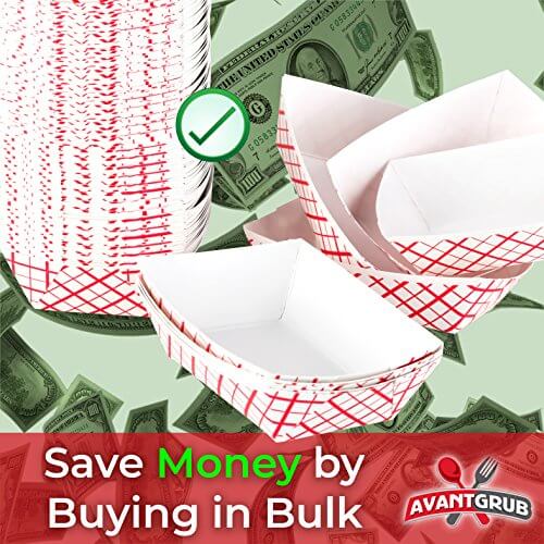 Red & White Paper Food Tray - 0.5lb - 200 Pack-Avant Grub