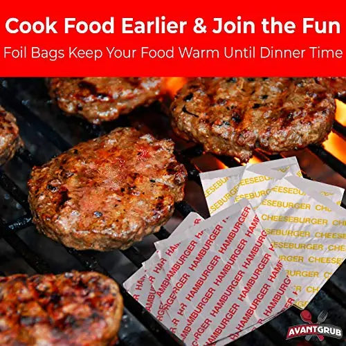 Foil Hamburger Foil Wrap - 6"x6.5"x1" - 10 Pack Avant Grub