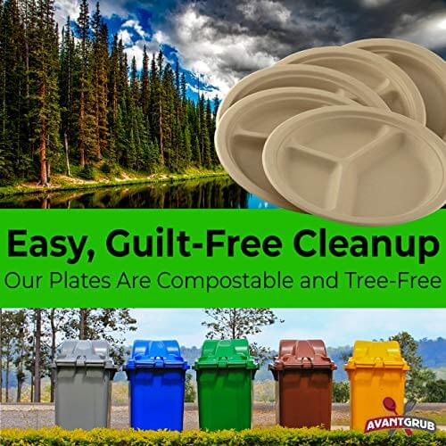 Brown Kraft Biodegradable Compartment Plates - 10" - 25 Pack-Avant Grub