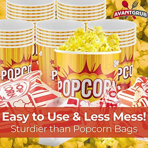Yellow, White & Red Popcorn Cup - 32oz - 50 Cups Avant Grub