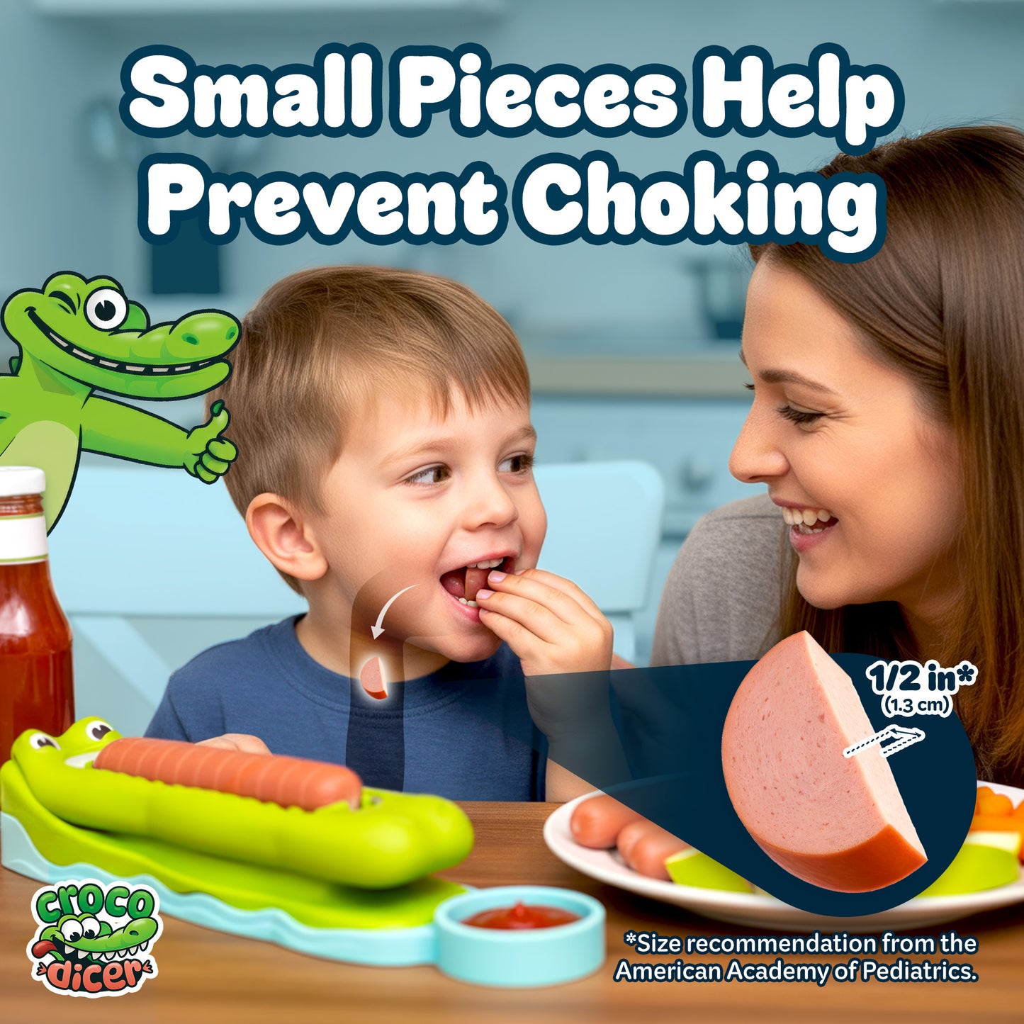 24-Cut Hot Dog Cutter | The CrocoDicer | Safe & Fast Meal Prep for Kids Easy to Clean