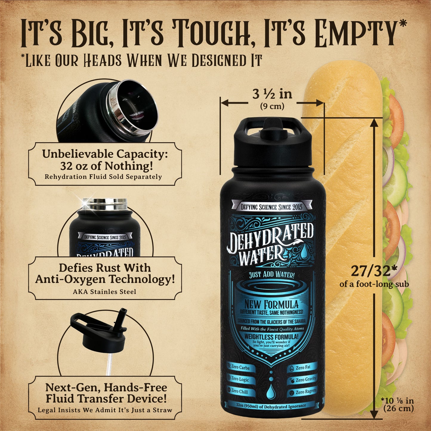 Avant Grub 32 Oz Dehydrated Water Bottle Gag Gift