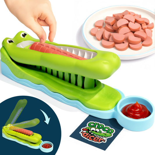 24-Cut Hot Dog Cutter | The CrocoDicer | Safe & Fast Meal Prep for Kids Easy to Clean