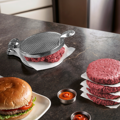 Nonstick Cast Aluminum Patty Press 4.5" - Silver, Commercial Grade Quality